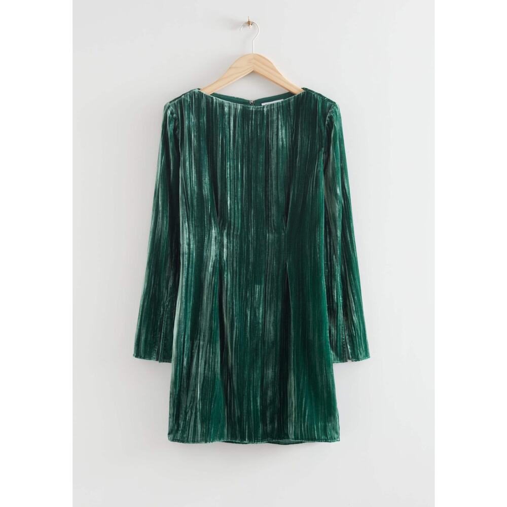 & Other Stories Textured Mini Dress - 12 Green